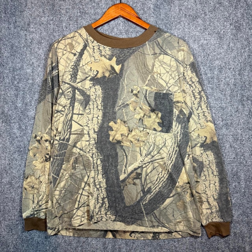 Liberty Realtree Hardwoods Camo Long Sleeve Pocket Tee Mens Brown Camouflage